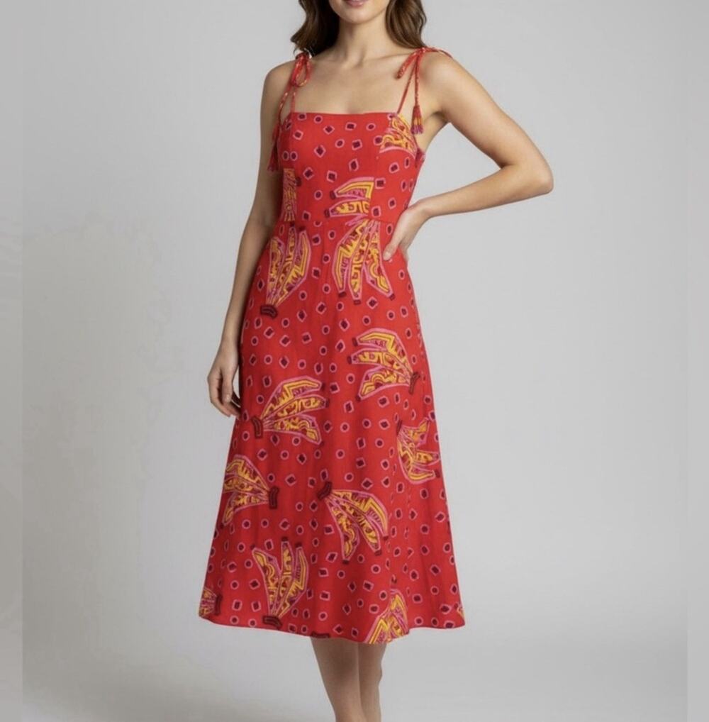 House Of Harlow 1960 Tiki Banana Dress Open Back Tropical Summer Wedding Guest